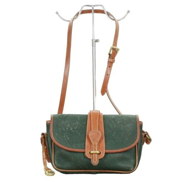 Dooney & Bourke Handbags - Vintage Dooney & Bourke Green Brown Trim Leather Crossbody Shoulder Bag